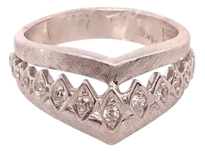 14 Karat White Gold and Diamond Geometric Ring or Bridal Band 0.33 TDW, Size 8