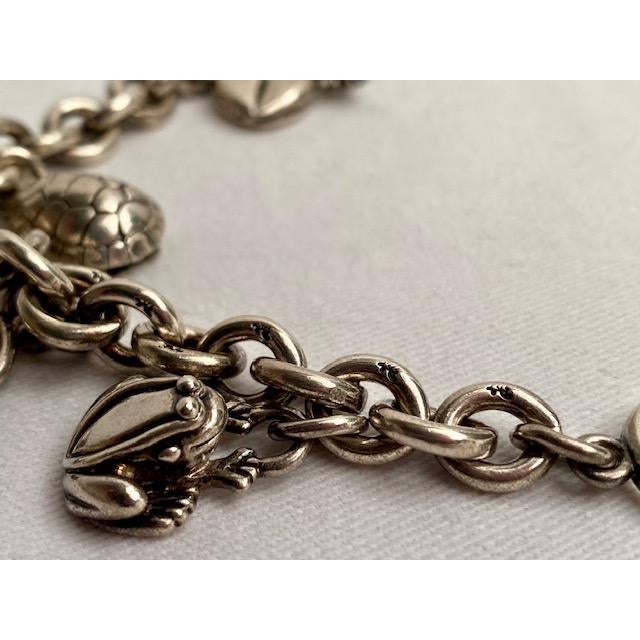 Art Deco Vintage Barry Kieselstein-Cord Sterling Silver Link Bracelet With 5 Kc Charms, Discontinued, Collectible For Sale - Image 3 of 8