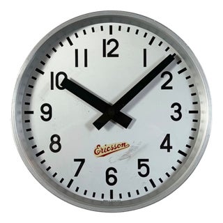 Vintage Industrial Wall Clock from Ericsson, 1960s For Sale