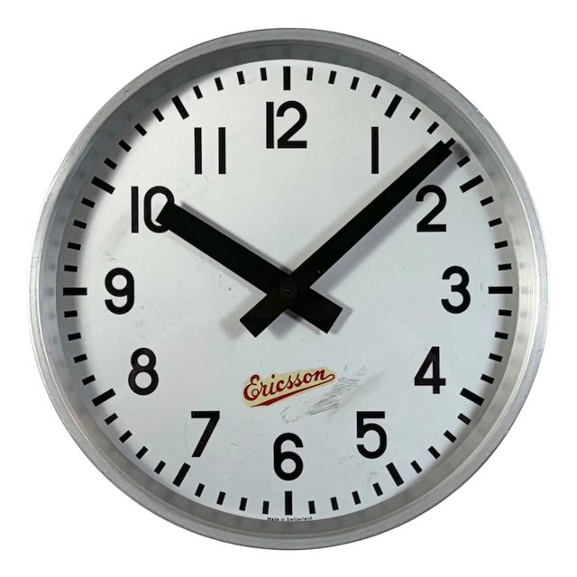 Vintage Industrial Wall Clock from Ericsson, 1960s For Sale