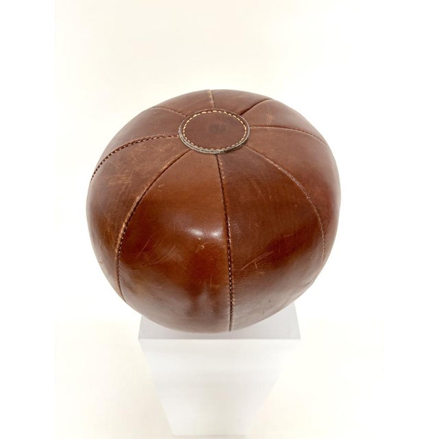 1960s Vintage Leather Medicine Ball, 1960s For Sale - Image 5 of 6