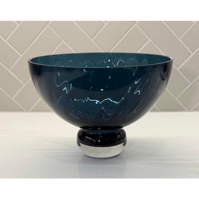 Listing 2 of 2 Global Views small ball footed bowl in deep blue hand-blown art glass, crafted by skilled Polish artisans....