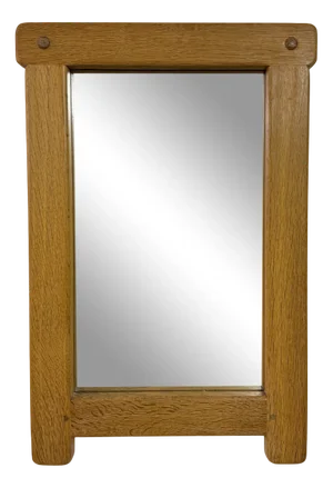 Vintage Brutalist Belgian Oak Mirror, 1970s