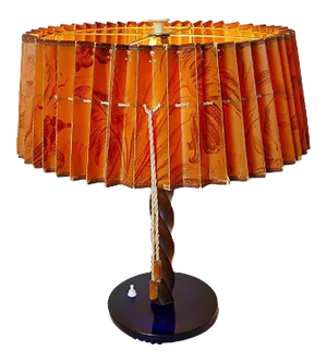 Large Art Dèco Table Lamp with Paper Lampshade and Dark Blue Glass Stand, 1920s