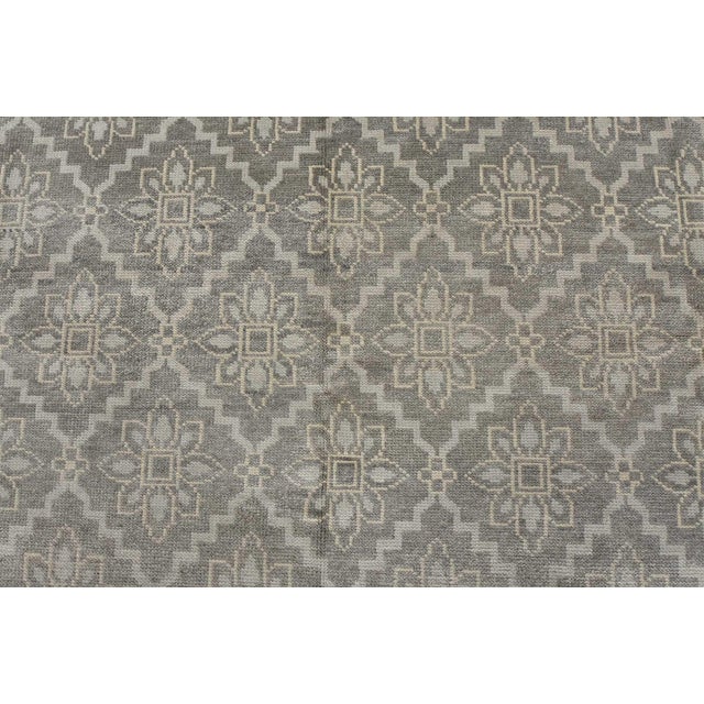 2020s Modern Rug 8'2'' X 9'10'' Gray Wool Geometric Hand-Knotted Oriental Carpet For Sale - Image 5 of 12