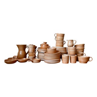 Ceramic Dinner Service with Glazed Terracotta by Jean Austruy, 1960s For Sale