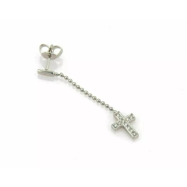 Contemporary Gucci Diamond 18k White Gold Drop Dangle Cross Earrings , 2 Pieces For Sale - Image 3 of 8