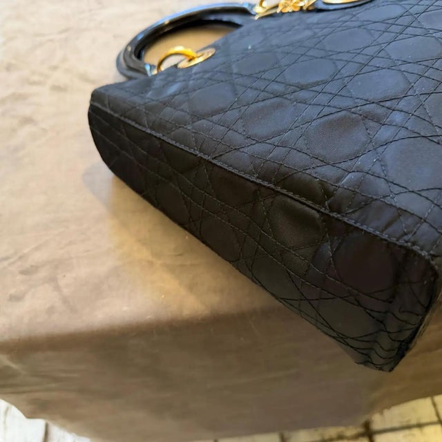 21st Century Black Fabric and Leather Large Lady Dior Bag by Christian Dior For Sale - Image 11 of 18