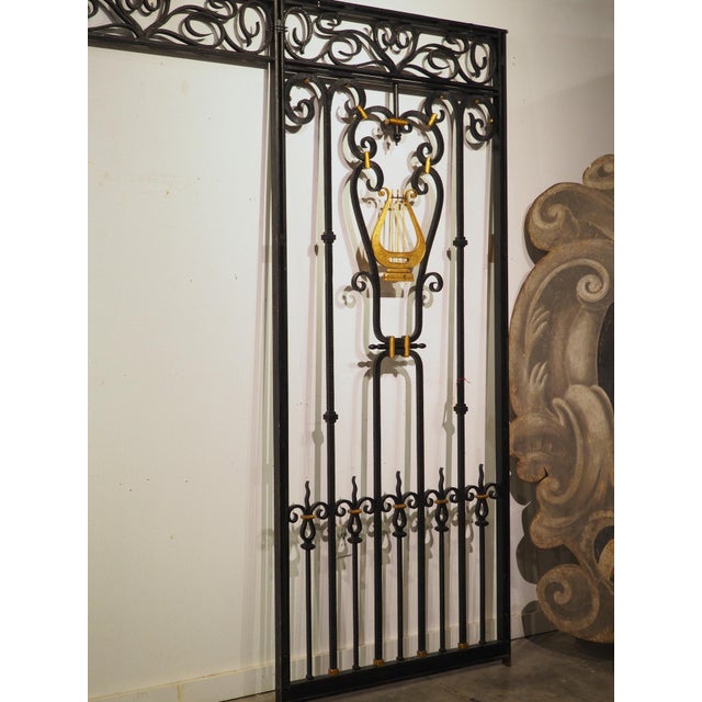 Antique French Wrought Iron Entryway Surround With Gilded Lyre Decor, C. 1920s For Sale - Image 15 of 18