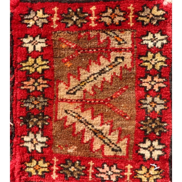Red Pair of Antique Turkish Sampler Rugs With Coral, Yellow and Brown Colors For Sale - Image 8 of 12