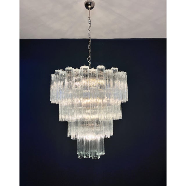 Large Vintage Clear Murano Glass Tiered Chandelier, 1990s For Sale - Image 12 of 16