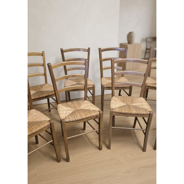 1960s 20th Century Scandinavian Dining Chairs with Wooden Frame & Woven Rattan Seats from Gemla Fabrikers AB, 1960s, Set of 8 For Sale - Image 5 of 8