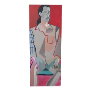 Original Greg Puglese Large-Scale Expressionist Portrait Painting on Door Panel