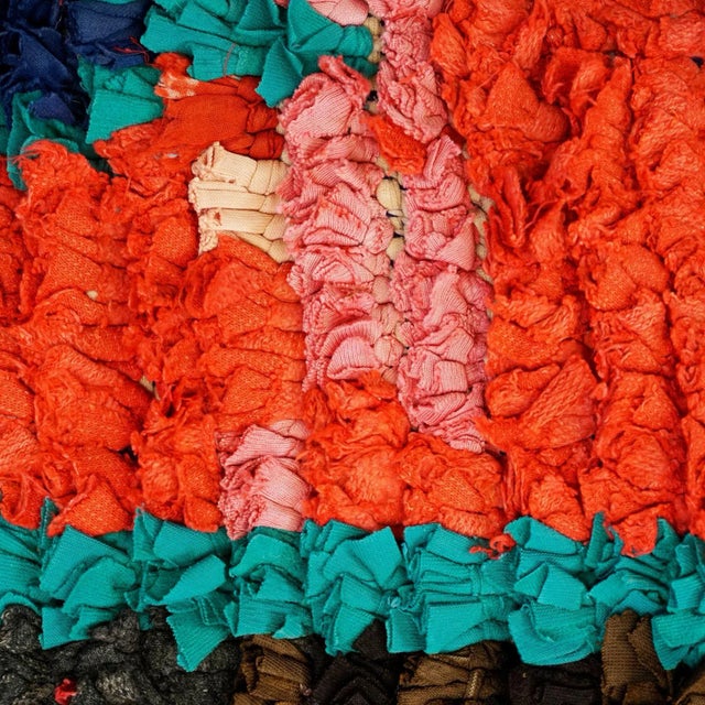 Black Vintage Moroccan Multicolored Hand-Knotted Berber Boucherouite Rug For Sale - Image 8 of 11