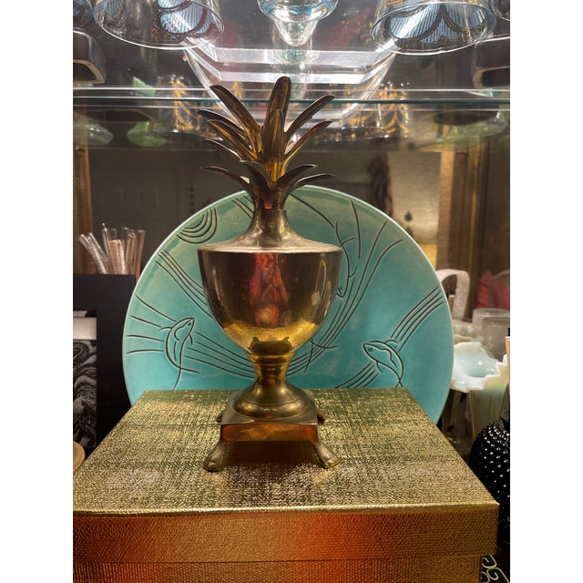 Mid Century Modern Brass Pineapple Compote & Candlesticks For Sale - Image 13 of 15