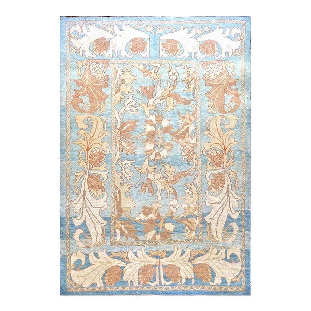 21st Century Turkish Donegal Oushak 8x11 Blue, Ivory, & Clay Area Rug #1140682 For Sale