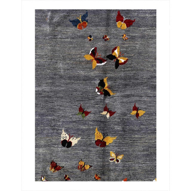 Pasargad DC Gray Color Fine Hand Knotted Gabbeh Rug For Sale - Image 4 of 4