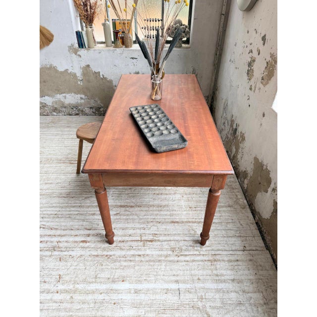 Cherrywood Table with Turned Legs, 1950s For Sale - Image 15 of 18