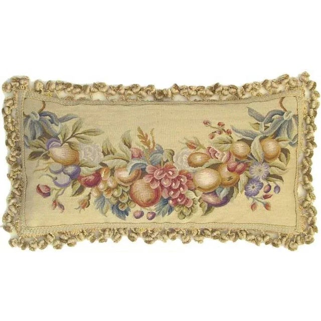 Contemporary Aubusson Handwoven Wool Throw Pillow For Sale - Image 3 of 3