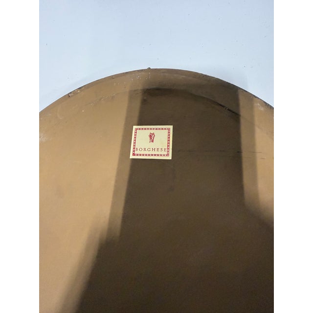 Borghese Pair, Borghese Italian Oval Silver Giltwood Wall Mirrors, 20th C. For Sale - Image 4 of 7