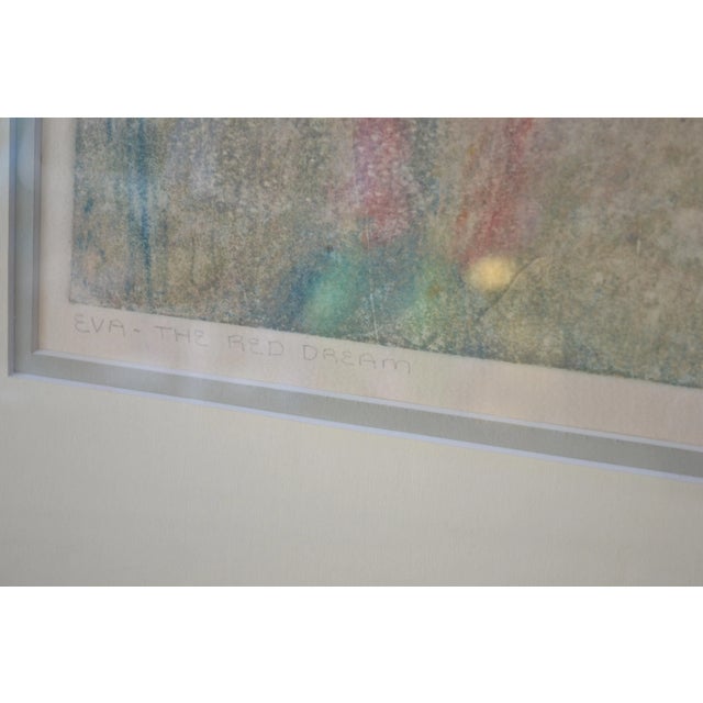 1982 "Eva-The Red Dream Pastel and Water Color Painting by Duguay For Sale - Image 4 of 6