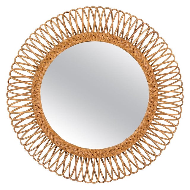 Mid-Century Italian Bamboo and Wicker Round Mirror by Franco Albini, 1960s For Sale - Image 13 of 13
