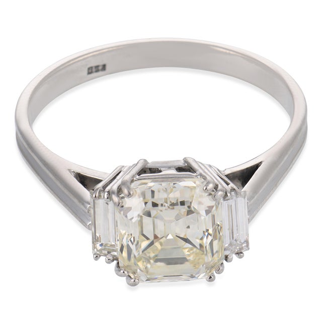 Art Deco 1930s Art Deco Gia 2.37 Carat Diamond 18k White Gold Engagement Ring, Size 8.75 For Sale - Image 3 of 6