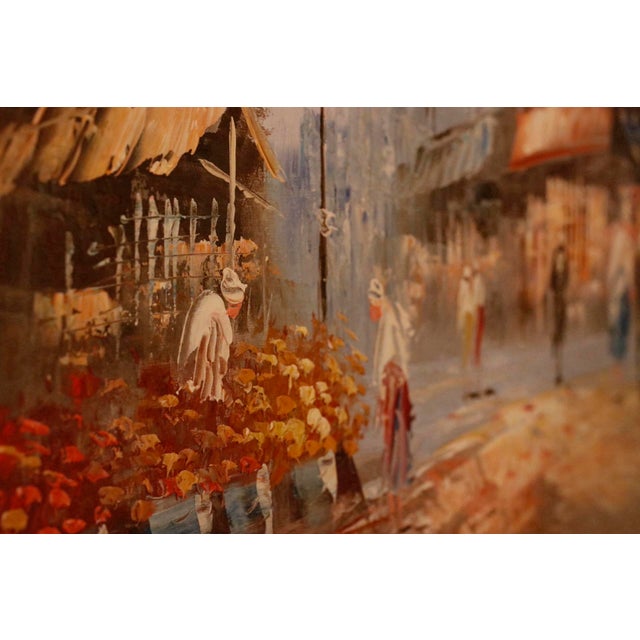 Authentic 1950s Caroline Burnett Framed Oil on Canvas Impressionistic Painting of Parisian Street and Moulin Rouge For Sale - Image 9 of 15