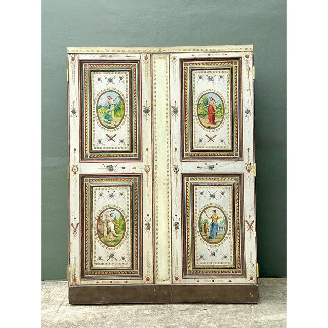 Hollywood Regency Vintage Neoclassical Painted Wood Armoire From the Estate of Lily Pulitzer For Sale - Image 3 of 12