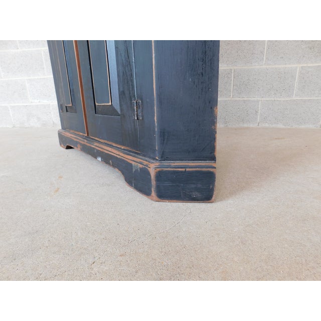 Primitive Shaker Style Paint Distressed Corner Cabinet by Ezra G Tiffin Ohio For Sale - Image 9 of 12