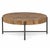 Round salvaged elm wood coffee table on iron X base. Modern meets rustic. Each unique in exact tones, grain, and natural...