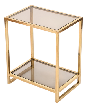Brass and Smoked Glass Side Table, Italy, 1970s