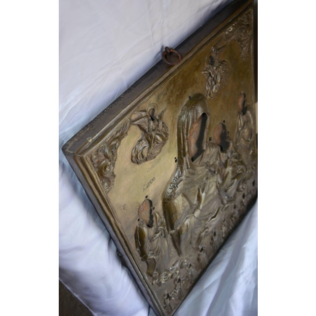 Brown 19th Century Russian Orthodox Icon Silver Plate Oklad For Sale - Image 8 of 11