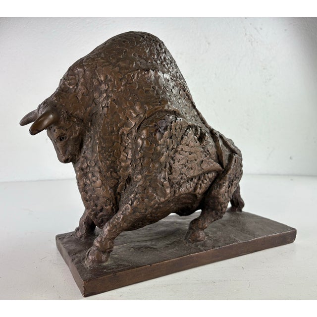 Contemporary Mid-Century Vintage Austin Productions Plaster Bull Sculpture For Sale - Image 3 of 8