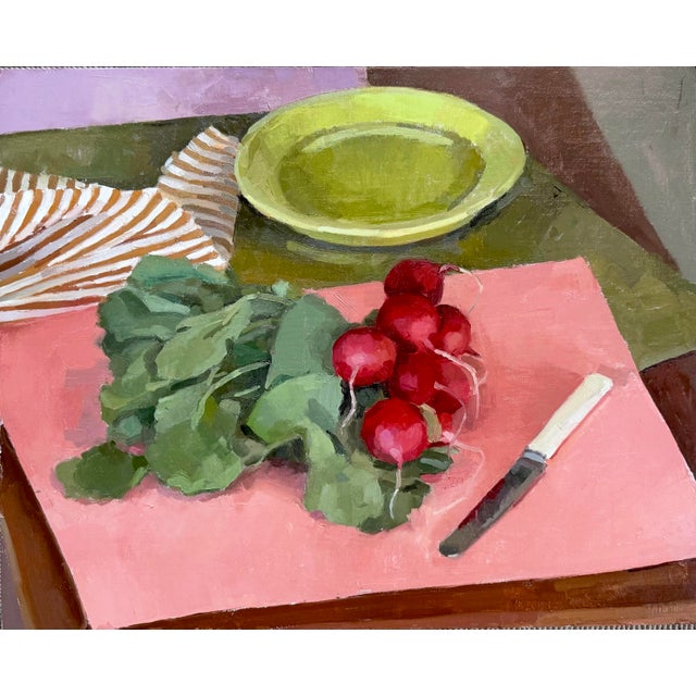 Figurative Radish on Pink Traditional Oil Painting For Sale - Image 3 of 3