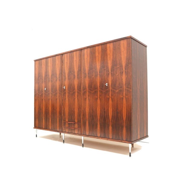 Mid-Century Modern Large Vintage Italian 5-Door Wardrobe with Stylish Adjustable Legs, 1960s For Sale - Image 3 of 7