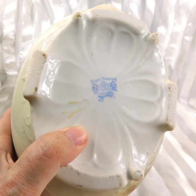 1950s Royal Bayreuth Jug With Reticulated Trim and Unique Handle Design For Sale - Image 11 of 12