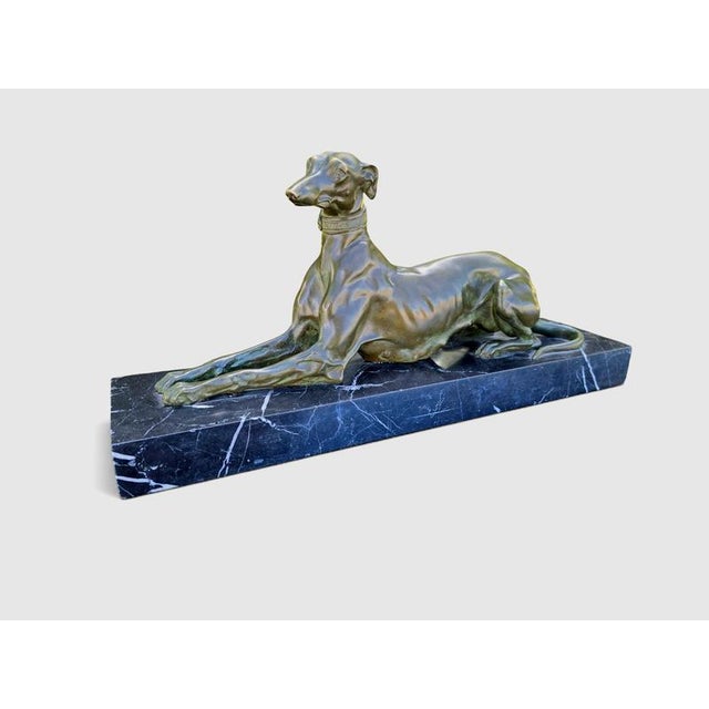Art Deco Bronze Greyhound Sculpture from F. Galcera, 1920s For Sale - Image 3 of 13
