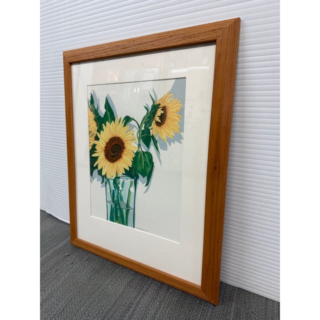 Realism Sally Baker Sunflowers in Vase I/P Artwork, Signed For Sale - Image 3 of 12