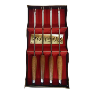 Teak Fondue Forks Mid Century 1960s Set of Four Unused