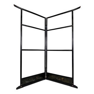 Antique Japanese Black Lacquered Ikō Kimono Hanger with Cranes, 1920s For Sale