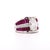 Modern Gia 4.43 Carat Oval G/I1 Diamond & Cabochon Ruby Platinum Vintage Ring, Size 8 For Sale - Image 3 of 10