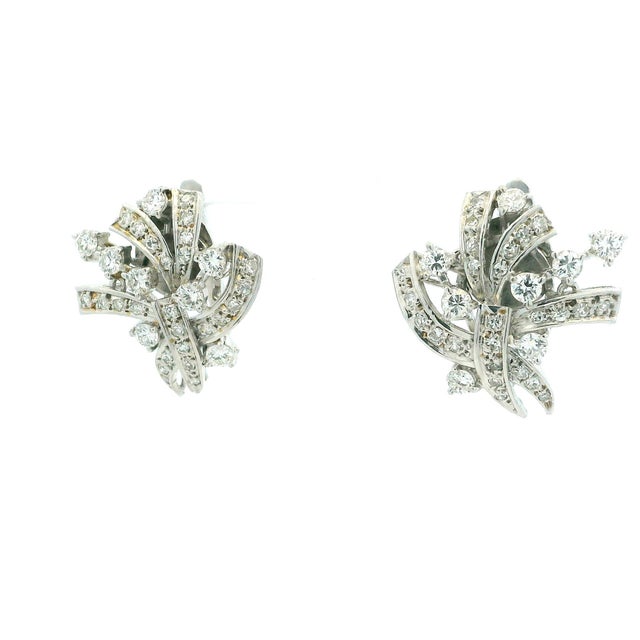 Art Deco Platinum and 3.00 Carat Diamond Spray Earrings, Pair For Sale - Image 9 of 13