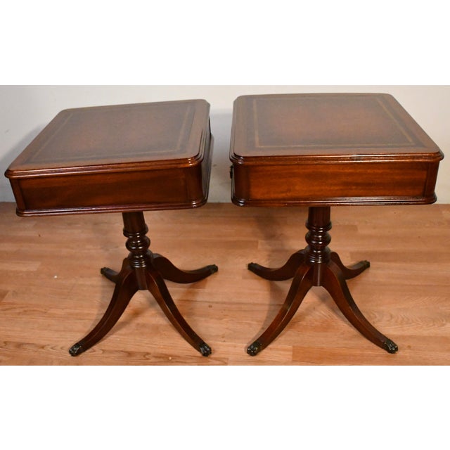 Brown 1930s Pair of English Regency Mahogany Side Tables / End Tables For Sale - Image 8 of 15