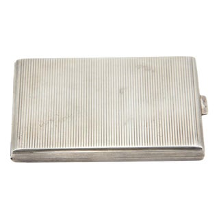 Rectangular Silver Cigarette Case with Engraved Bands For Sale