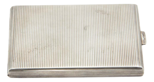 Rectangular Silver Cigarette Case with Engraved Bands