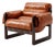Mid Century Modern Leather Accent Chair, Upholstered Lounge Chair, Reading Armchair, Solid Wood Living Room Chair For Sale