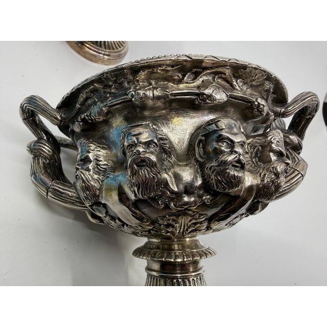 Metal Pair 19th Century Grand Tour Neo Classical Silver Plated Warwick & Albani Urns For Sale - Image 7 of 18