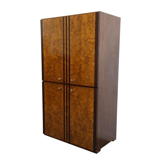 HICKORY WHITE Briar Collection Burled Walnut Contemporary Modern / Art Deco 42″ Storage Armoire 75.25" High 42" Wide...
