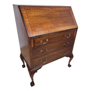 Edwardian Writing Bureau Desk with Claw and Ball Feet, 1910s For Sale